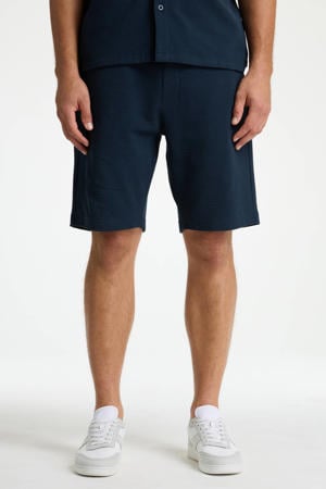 Stone.S Structure regular casual short donkerblauw met textuur