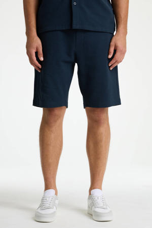 Stone.S Structure regular casual short donkerblauw met textuur