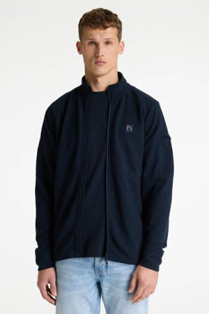 sweatvest met textuur donkerblauw