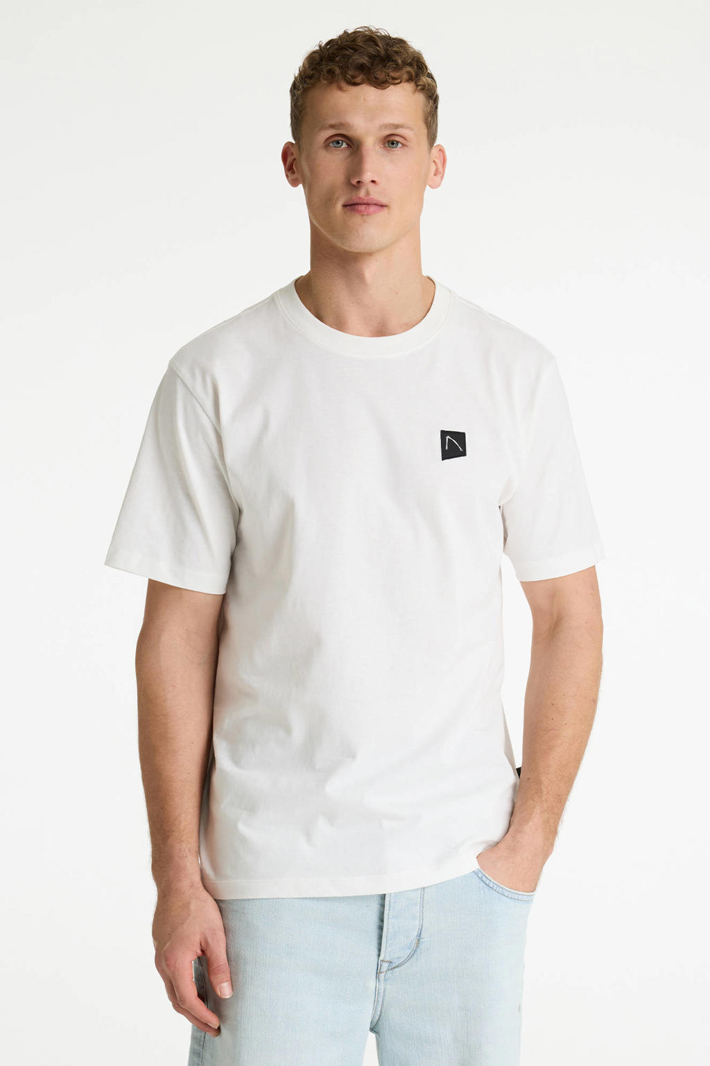 Witte heren CHASIN' oversized T-shirt van katoen met backprint, korte mouwen en ronde hals