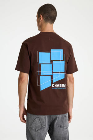 oversized T-shirt met backprint bruin
