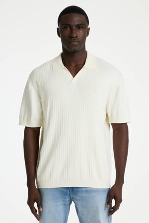 regular polo ecru rib gebreid