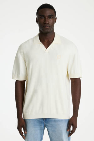 regular polo ecru rib gebreid