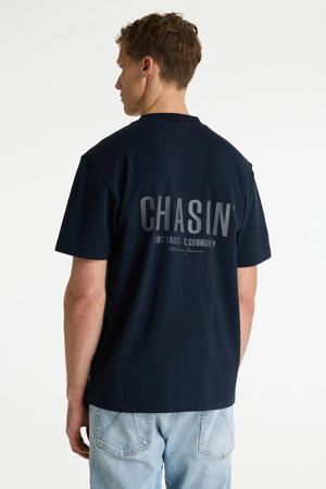 oversized T-shirt met backprint donkerblauw