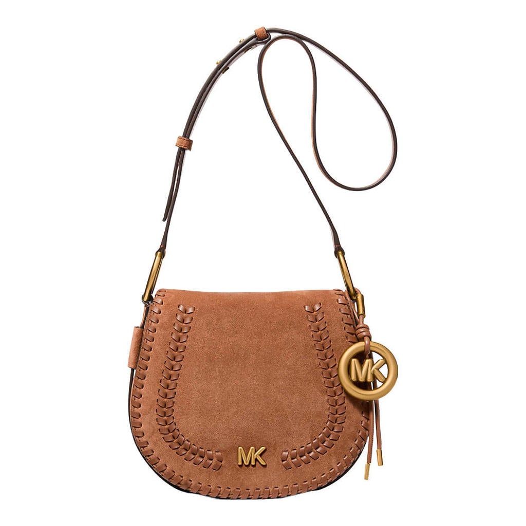 Michael Kors suède crossbody tas Josie cognac
