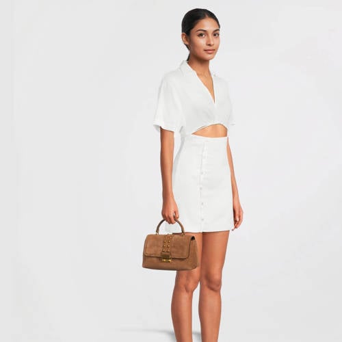 Michael Kors suède crossbody tas Tribeca cognac afbeelding