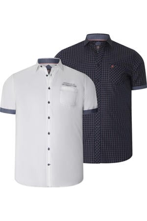 +FIT Collectie regular casual overhemd donkerblauw
