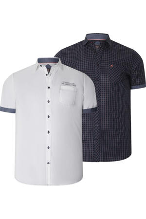 +FIT Collectie regular casual overhemd donkerblauw