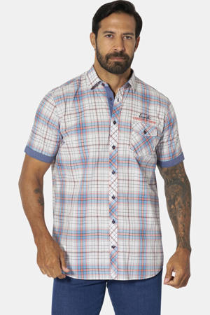 +FIT Collectie regular geruit casual overhemd lichtblauw