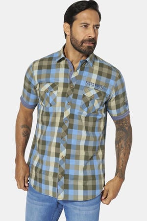 +FIT Collectie regular geruit casual overhemd turquoise