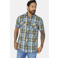 Jan Vanderstorm +FIT Collectie regular geruit casual overhemd turquoise