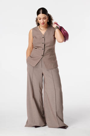 wide leg high waist pantalon bruin