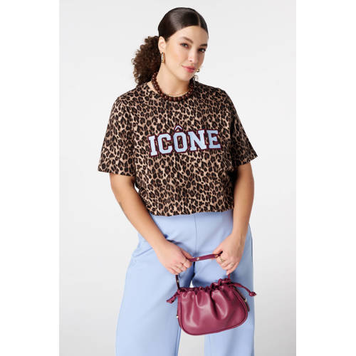 MS Mode T-shirt met panterprint bruin afbeelding