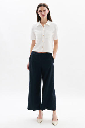 straight regular waist cropped broek marineblauw