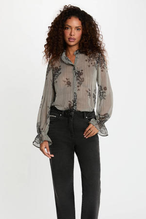 gestreepte blouse bruin