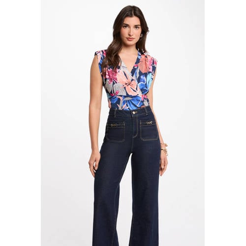Morgan gebloemde top blauw afbeelding