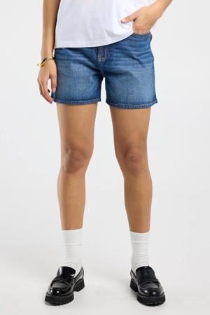 denim regular high waist short dark blue denim