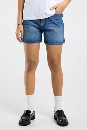 denim regular high waist short dark blue denim