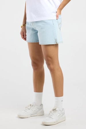denim regular high waist short light blue denim