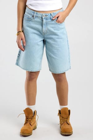 high waist short light blue denim