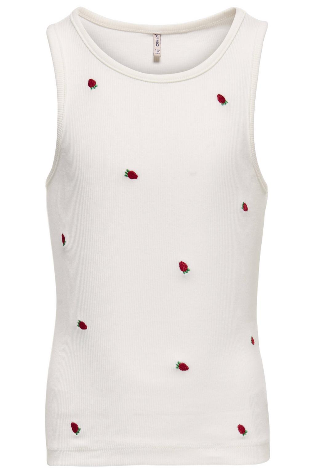 Wit en rode meisjes KIDS ONLY GIRL mouwloze top met tekst print, ronde hals en textuur