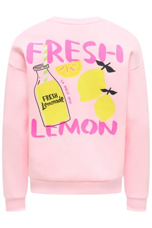 sweater met backprint lichtroze