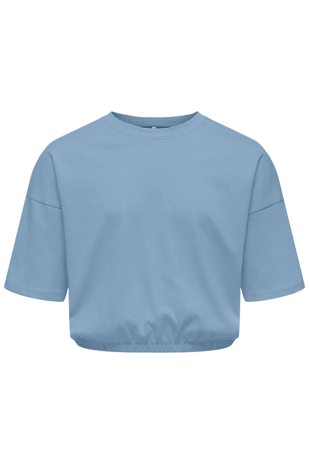 Lichtblauwe meisjes KIDS ONLY GIRL T-shirt van katoen met korte mouwen, ronde hals en elastische boord