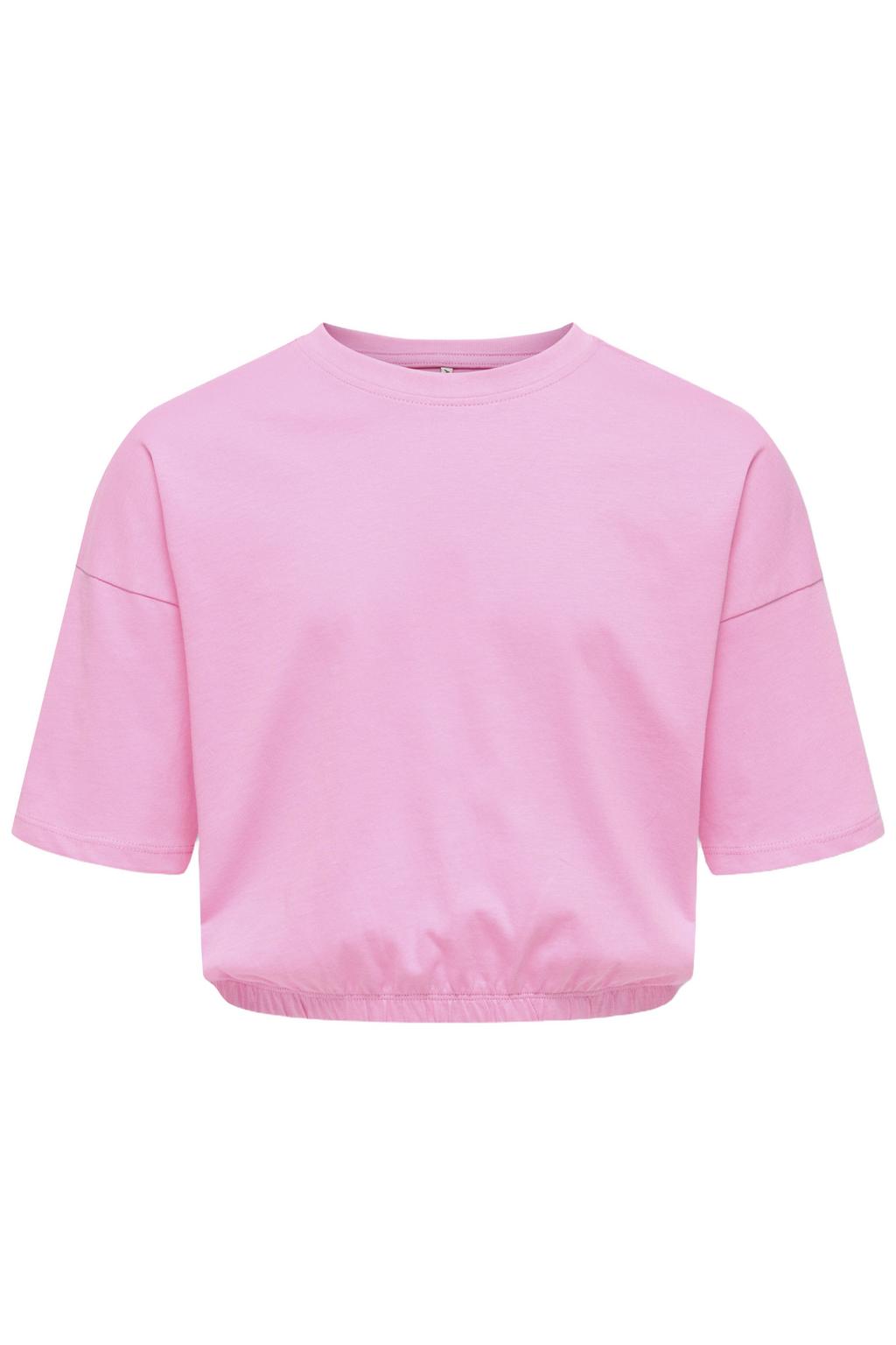 Roze meisjes KIDS ONLY GIRL T-shirt van katoen met korte mouwen, ronde hals en elastische boord
