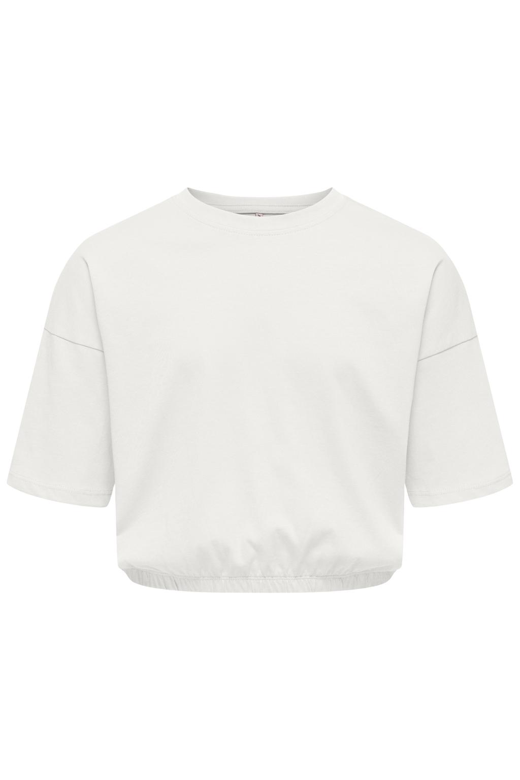 Witte meisjes KIDS ONLY GIRL T-shirt van katoen met korte mouwen, ronde hals en elastische boord