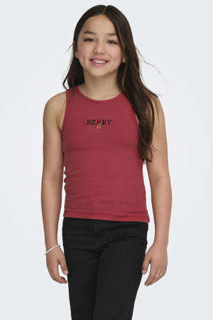 mouwloze top rood met textuur