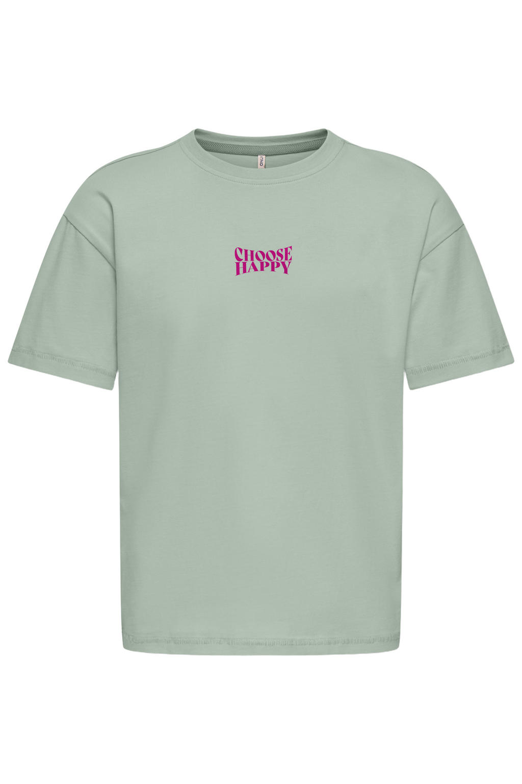 Lichtgroene meisjes KIDS ONLY GIRL T-shirt van katoen met backprint, korte mouwen en ronde hals
