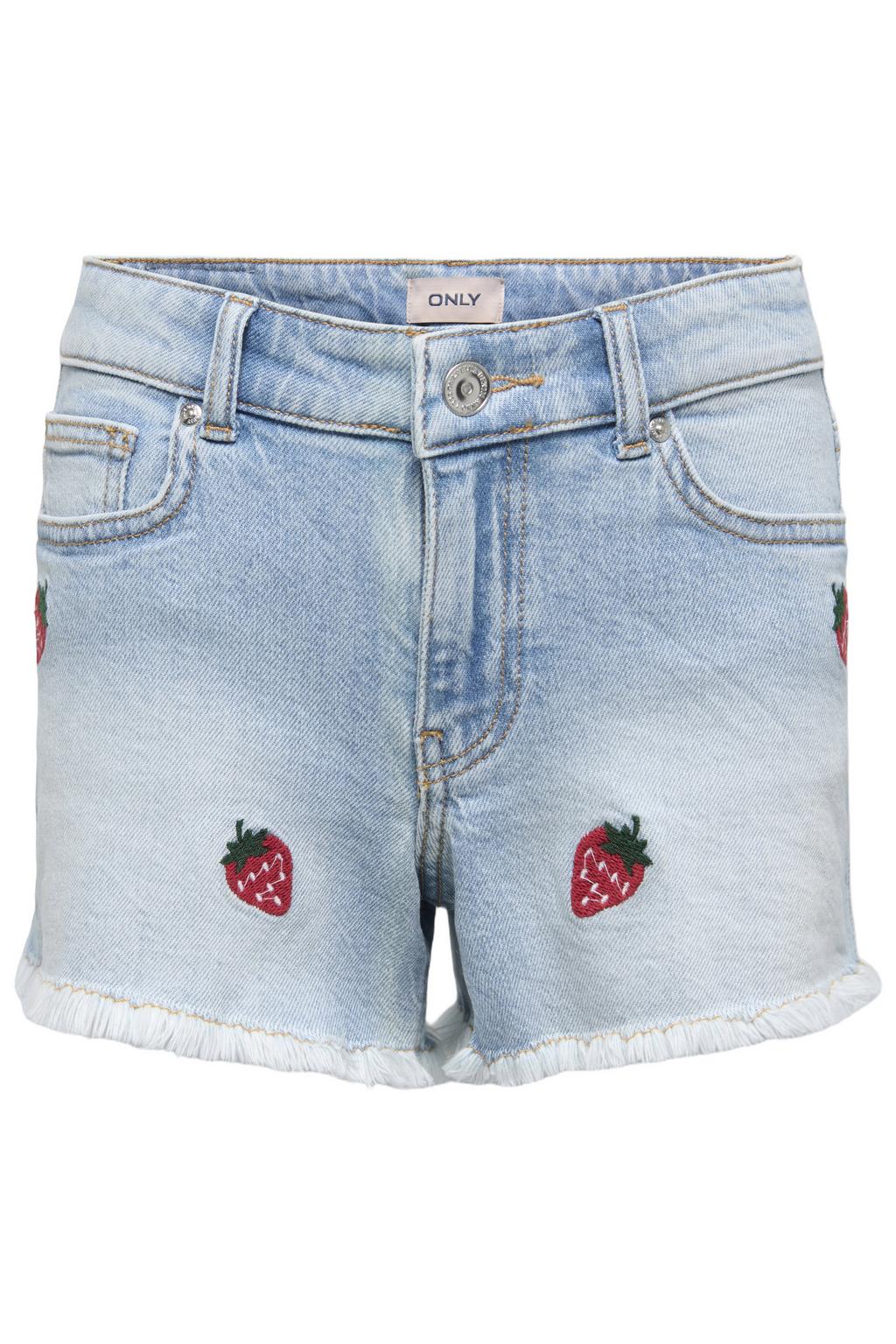 Light blue denim meisjes KIDS ONLY GIRL straight casual short van denim met rits- en knoopsluiting