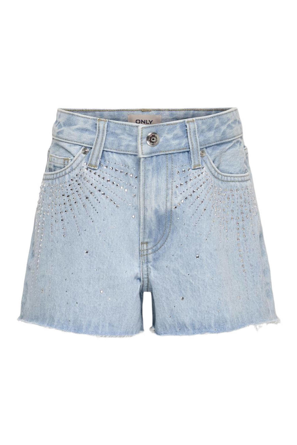 Light blue denim meisjes KIDS ONLY GIRL regular short van denim met rits- en knoopsluiting