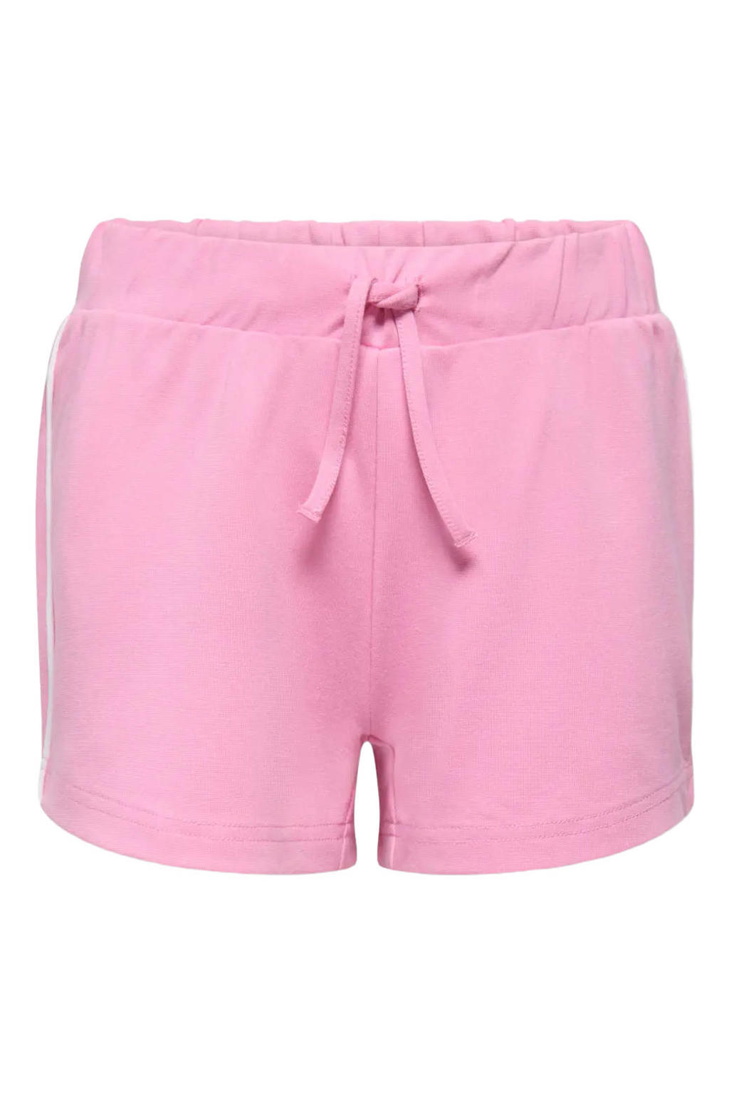 Roze en witte meisjes KIDS ONLY GIRL casual short van viscose met loose fit, elastische tailleband met koord en effen