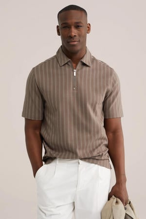 regular gestreepte polo bruin