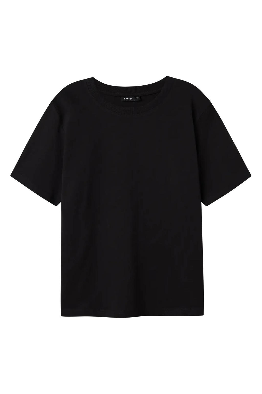 Zwarte jongens en meisjes LMTD T-shirt van katoen met effen, korte mouwen en ronde hals