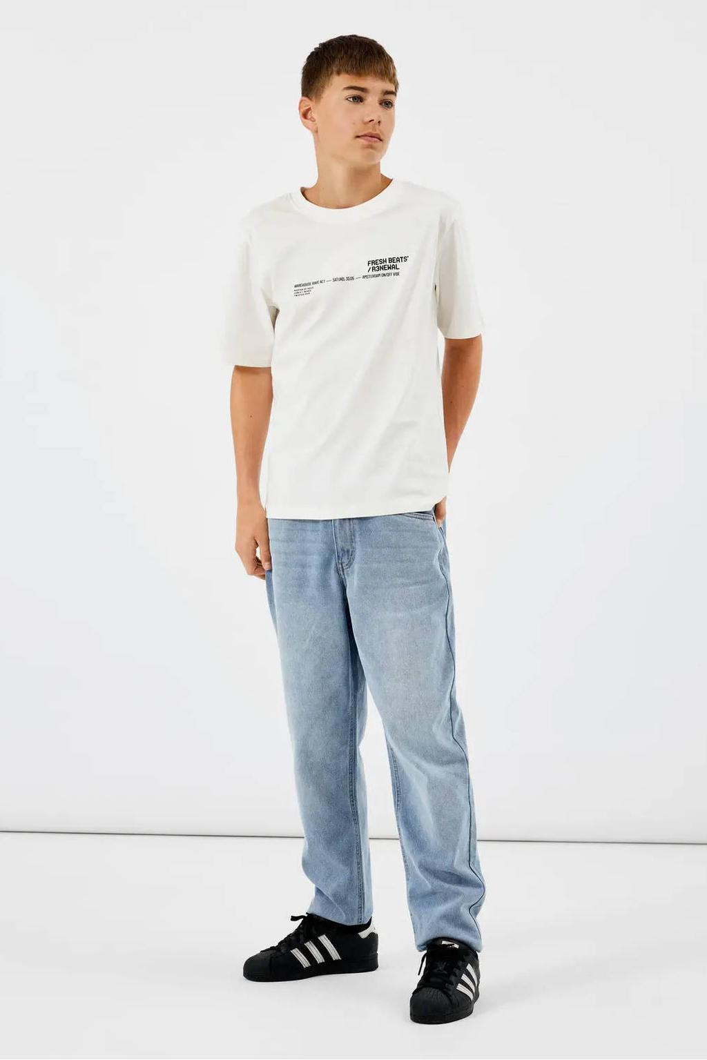 Light blue denim jongens LMTD regular fit jeans van denim met effen