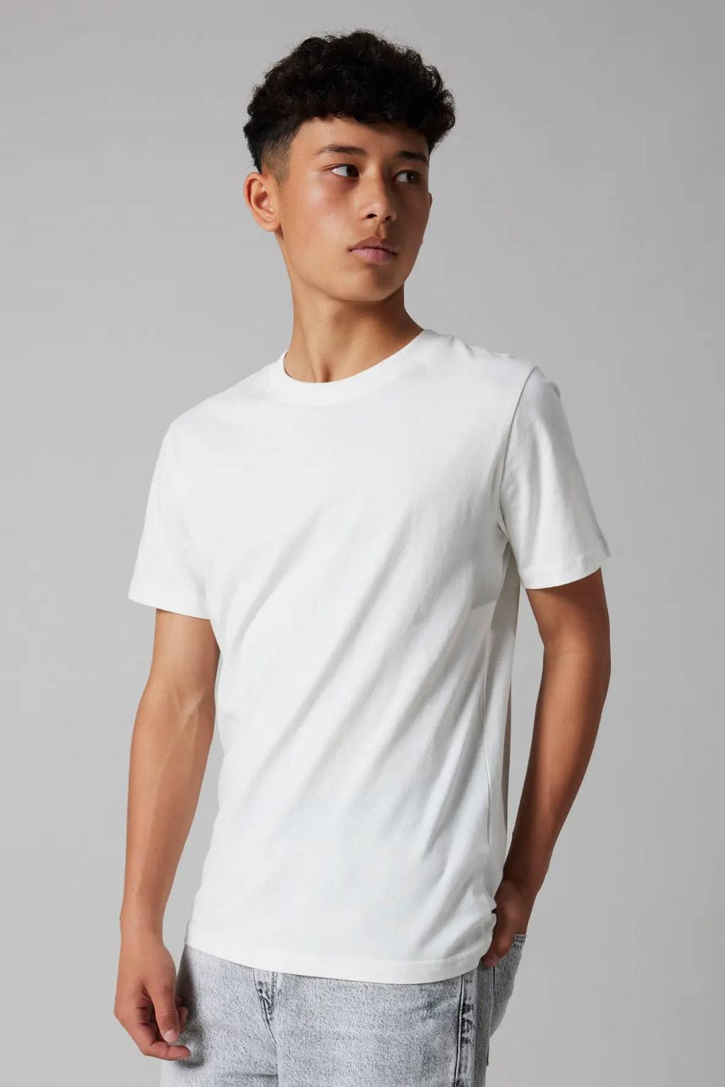 Witte jongens en meisjes LMTD T-shirt van katoen met effen, korte mouwen en ronde hals
