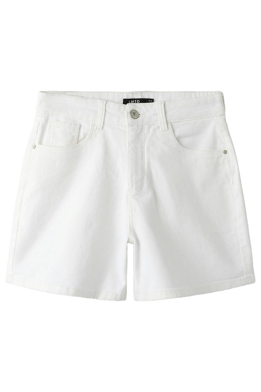 Witte meisjes LMTD mom regular waist casual short van stretchkatoen met rits- en knoopsluiting en effen
