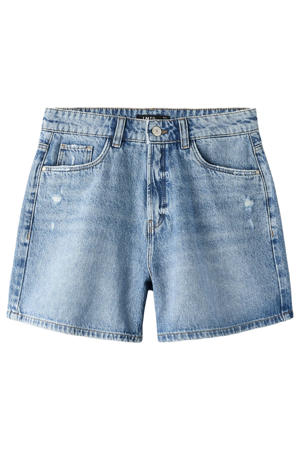 mom short light blue denim