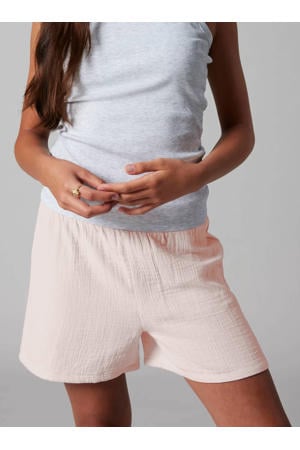 relaxed regular waist casual short lichtroze met textuur