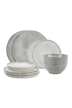 Serviesset Artisan Green 12-delig / 4 personen - 4 dinerborden, 4 ontbijtborden en 4 kommen