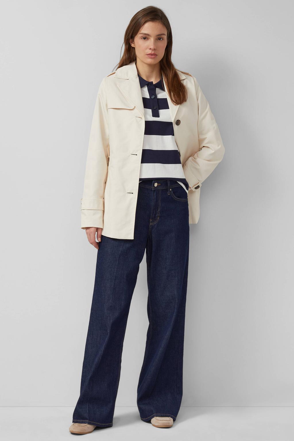 Ecru dames s.Oliver katoenen trenchcoat met lange mouwen, reverskraag en ceintuur