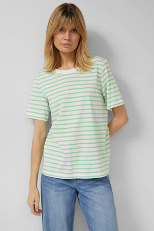 gestreepte T-shirt lichtgroen