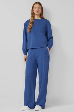 regular high waist casual broek blauw