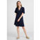 Anytime jurk met textuur en ceintuur donkerblauw