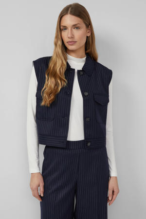 gilet met krijtstreep marineblauw