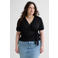 GREAT LOOKS overslagtop met textuur zwart