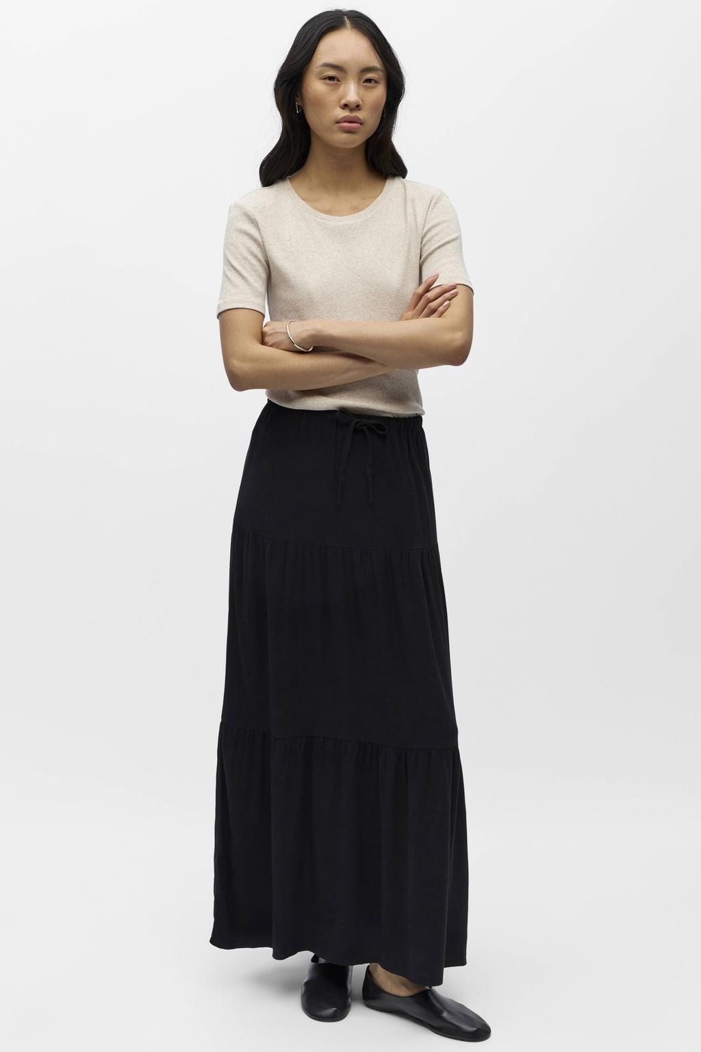 Zwarte dames OBJECT maxi rok gemaakt van viscose