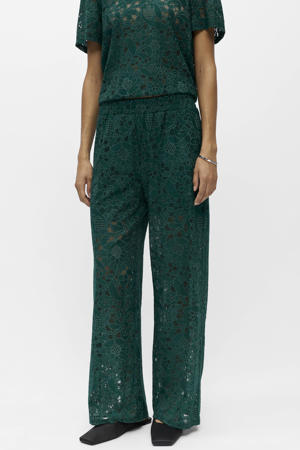 wide leg regular waist casual broek donkergroen